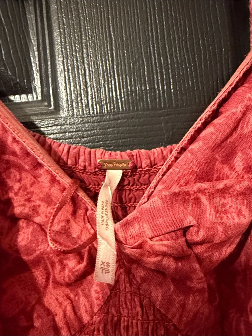 Free People Red Floral Tiered Maxi with Smocked Waist and Spaghetti Straps